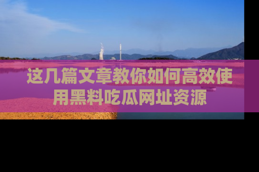 这几篇文章教你如何高效使用黑料吃瓜网址资源
